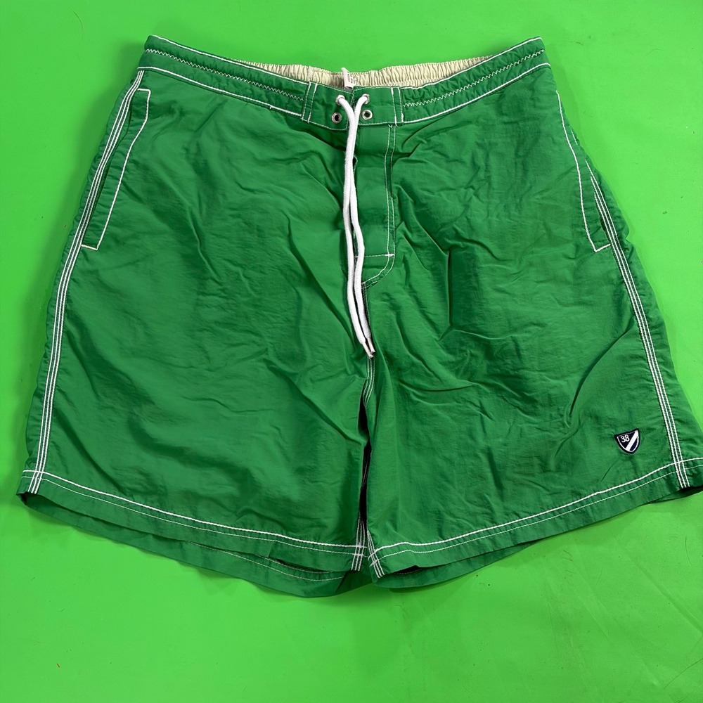 VTG Y2K Cremieux Swim Trunks Mens M Green Board Shorts Mesh Contrast Stitch Logo
